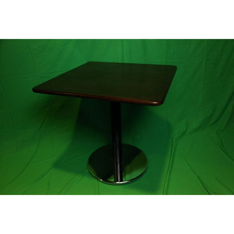 0645★カフェテーブル　角テーブル　丸脚　正方形　木製天板